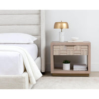 Emmit Merino Pearl Upholstered Bed - Bed Side View | Bone & Brass