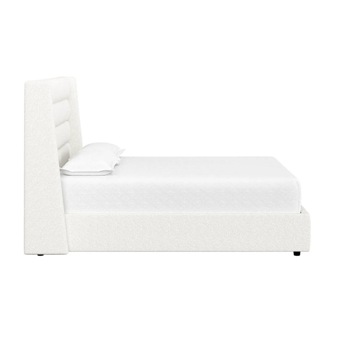 Emmit Merino Pearl Upholstered Bed - Bed Headboard Detail | Bone & Brass