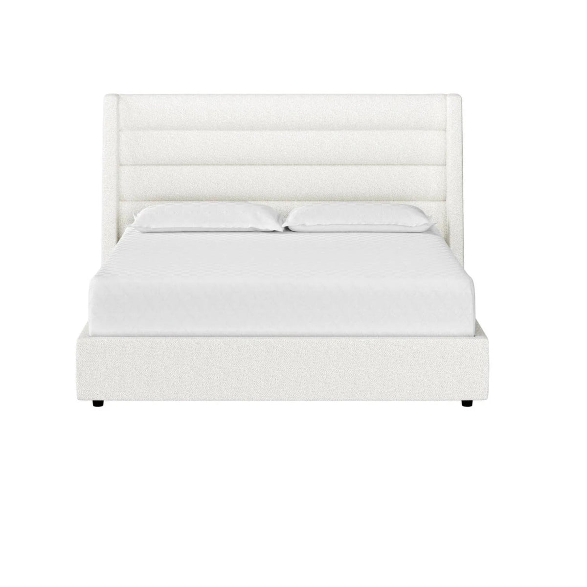 Emmit Merino Pearl Upholstered Bed - Bed View | Bone & Brass