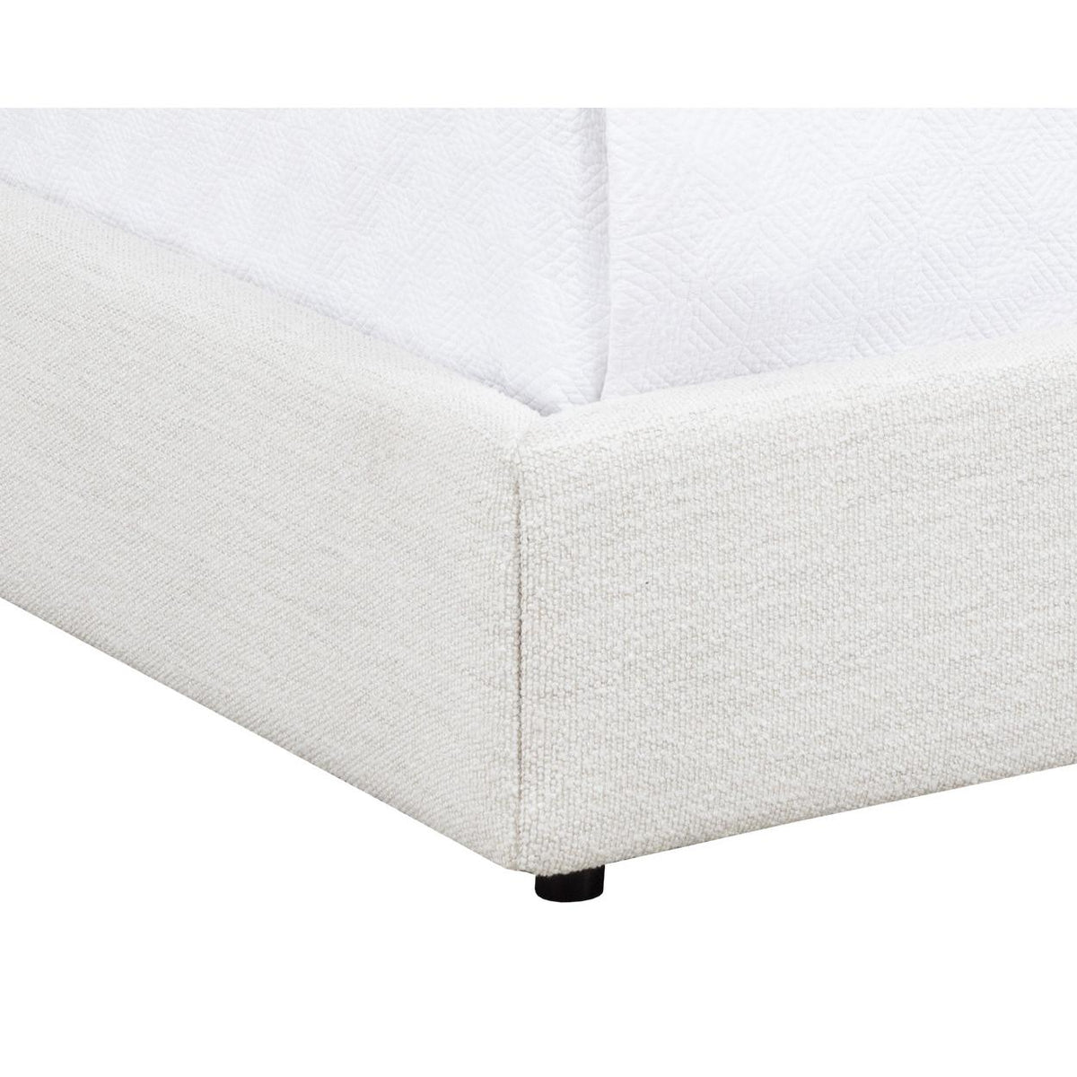 Emmit Merino Pearl Upholstered Bed - Bed Side View | Bone & Brass