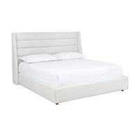 Emmit Merino Pearl Upholstered Bed | Bone & Brass