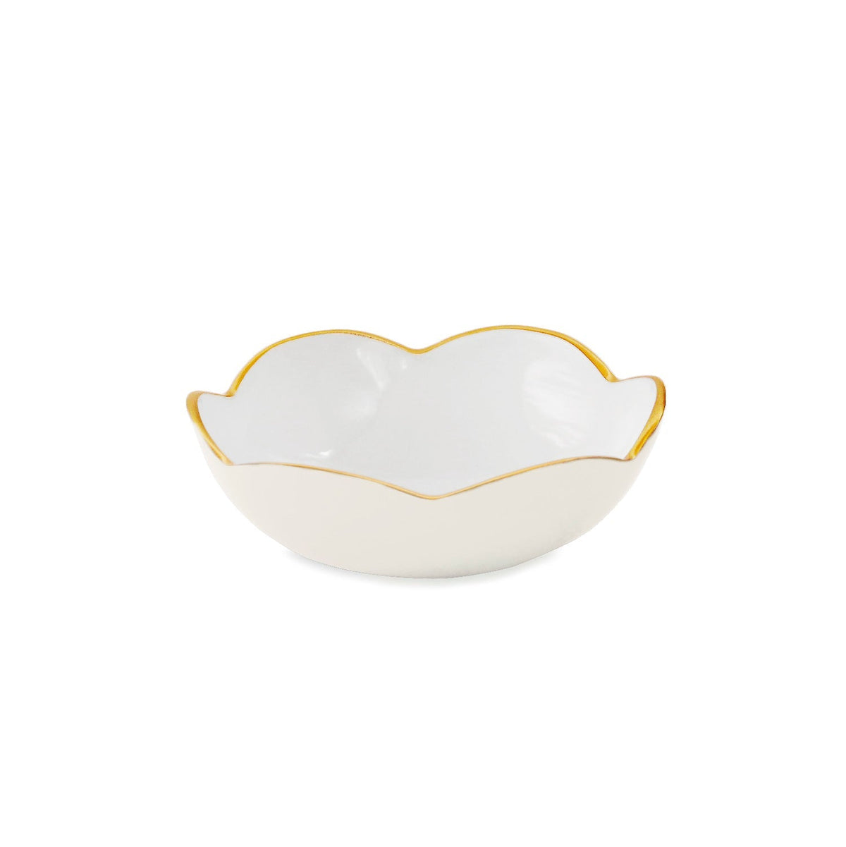 Encanto Amelia Mini Round Bowl Cream & White | Bone & Brass
