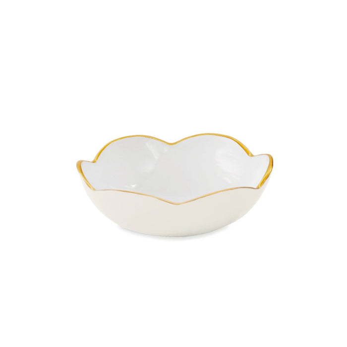 Encanto Amelia Mini Round Bowl Cream & White | Bone & Brass