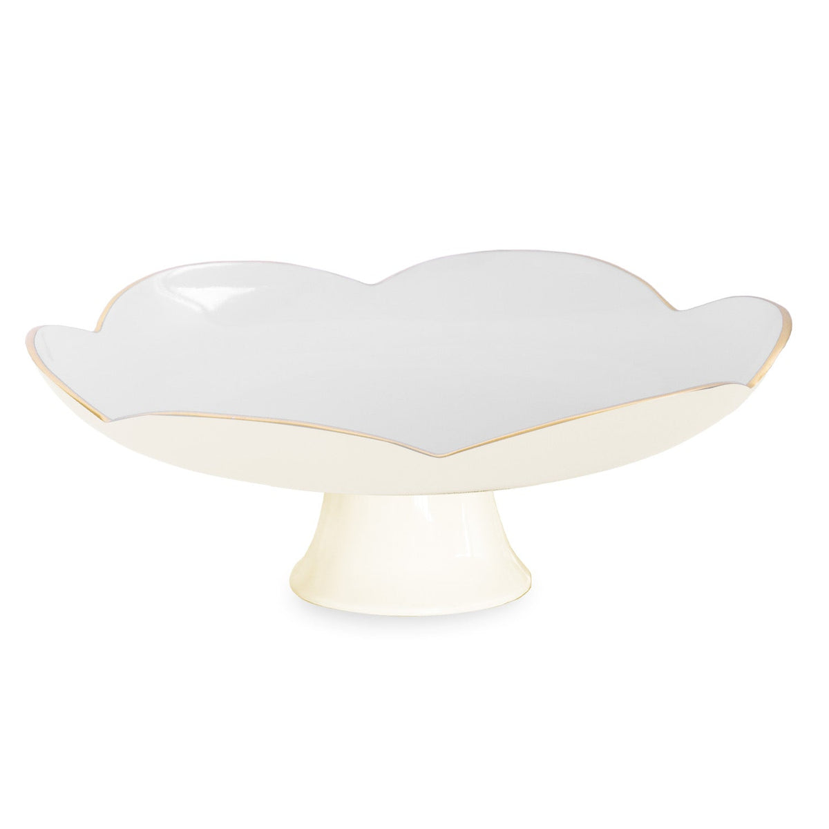 Encanto Amelia Pedestal Cake Plate Cream & White | Bone & Brass