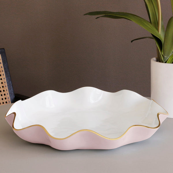 Encanto Blush Pink, White & Gold Large Round Platter - Platter Detail | Bone & Brass