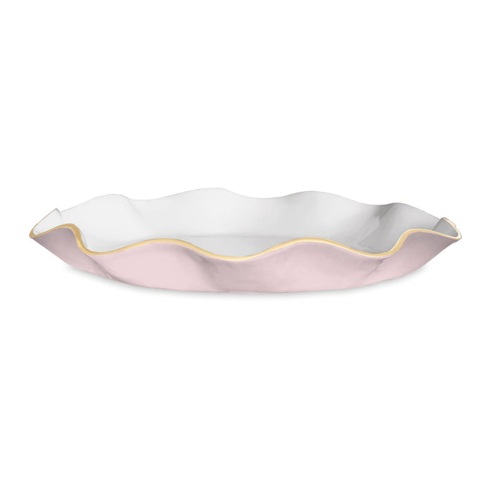 Encanto Blush Pink, White & Gold Large Round Platter | Bone & Brass