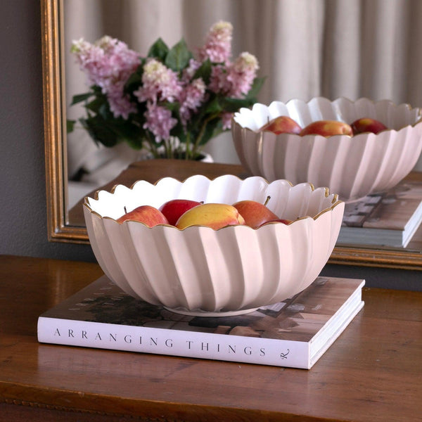 Encanto Blush Pink & White Orlando Serving Bowl - Bowl Detail | Bone & Brass