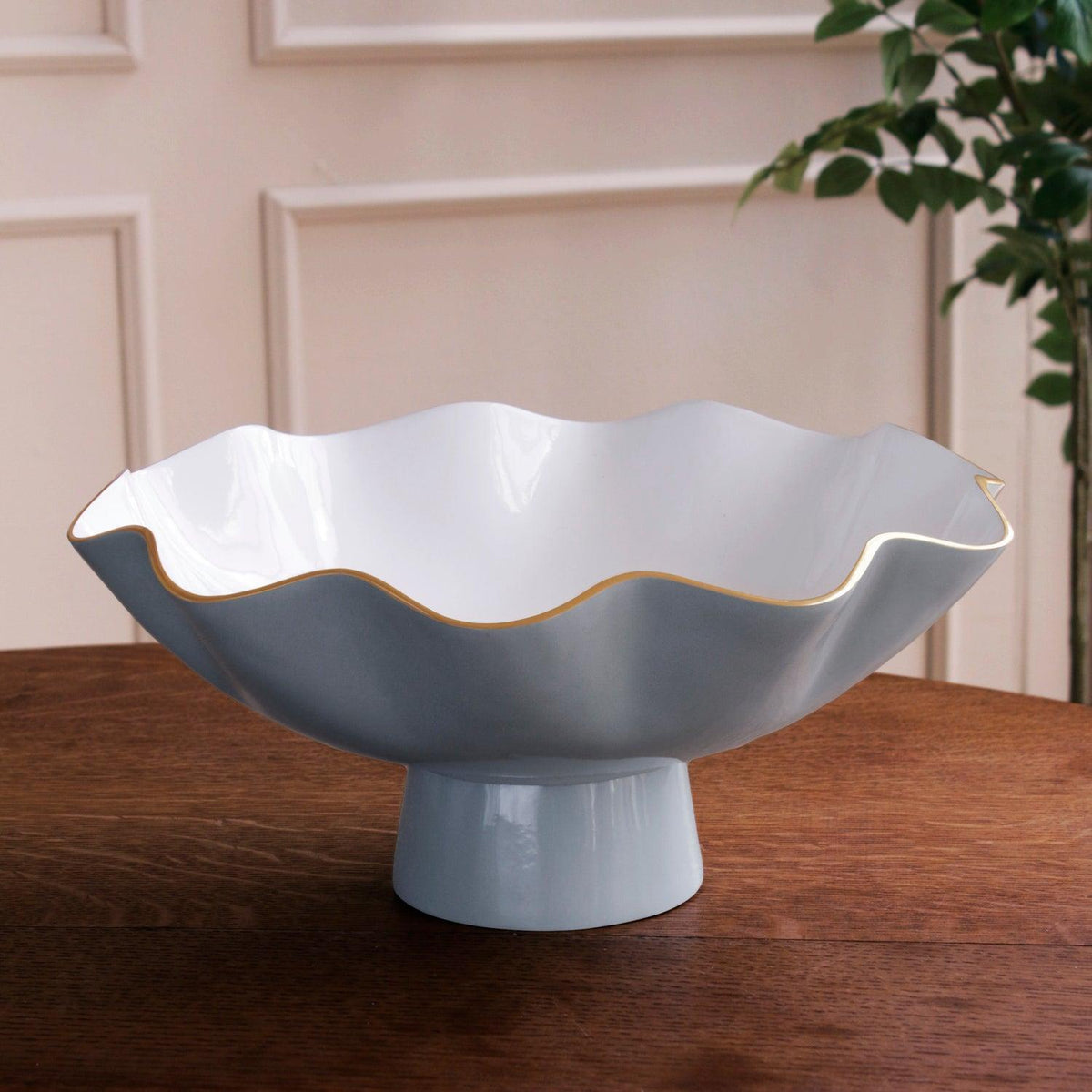 Encanto Carola Large Pedestal Slate White - Pedestal Side View | Bone & Brass