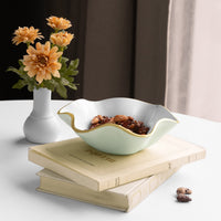 Encanto Carola Small Round Bowl, Pistachio Green & White - Bowl Detail | Bone & Brass