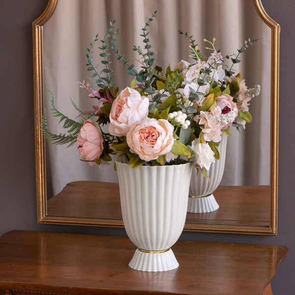 Encanto Cream Vienna Medium Vase - Vase Detail | Bone & Brass