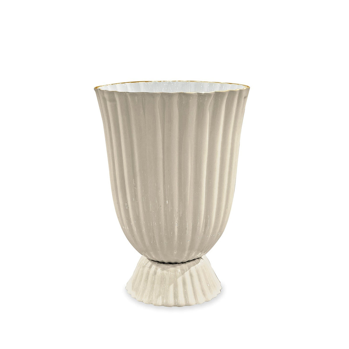 Encanto Cream Vienna Medium Vase | Bone & Brass