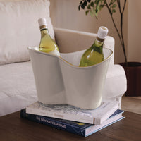 Encanto Double Ice Bucket (Cream White) - Ice Bucket Handle Detail | Bone & Brass