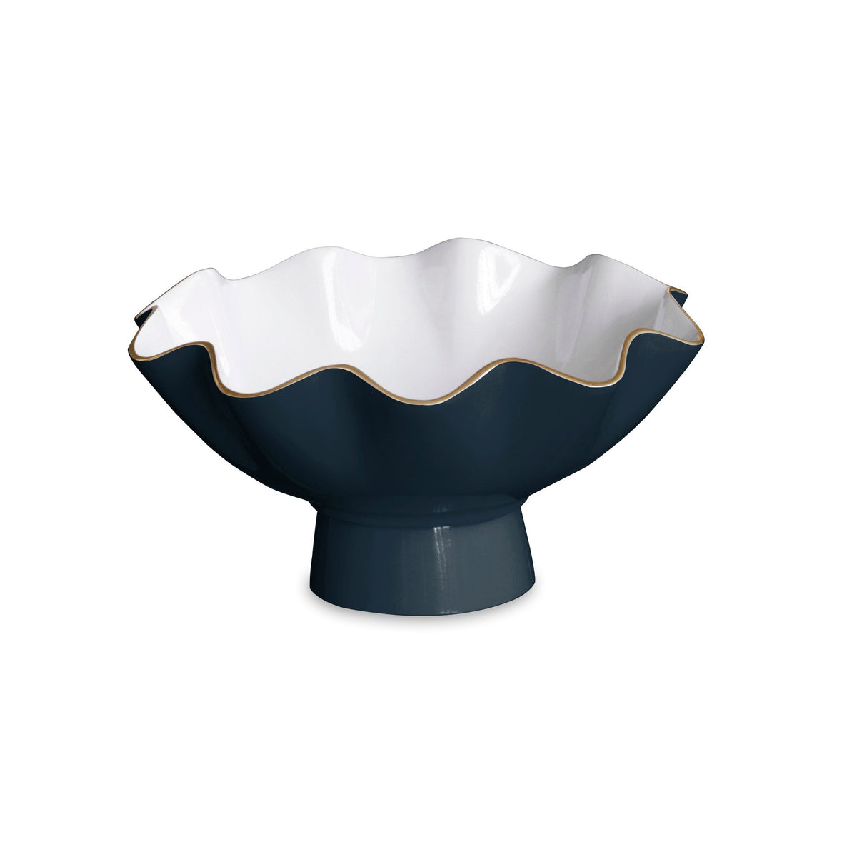 Encanto Midnight Blue & White Small Pedestal Serving Bowl | Bone & Brass