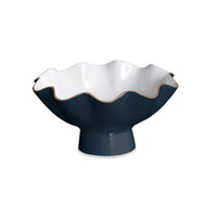 Encanto Midnight Blue & White Small Pedestal Serving Bowl | Bone & Brass