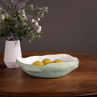 Encanto Nuevo Pistachio Green & White Large Bowl - Bowl Detail | Bone & Brass