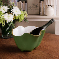 Encanto Onyx Ice Bucket Leaf Green White - Ice Bucket Detail | Bone & Brass