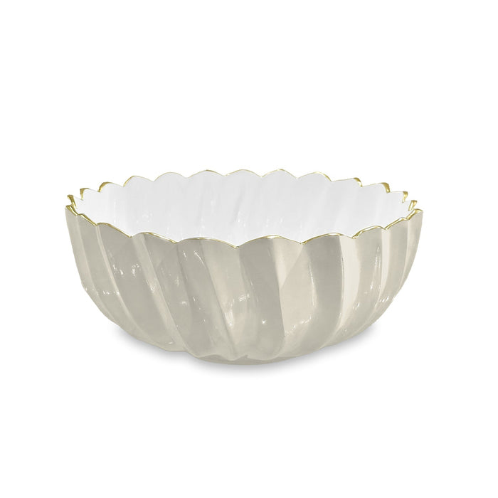 Encanto Orlando Medium Serving Bowl Cream & White | Bone & Brass