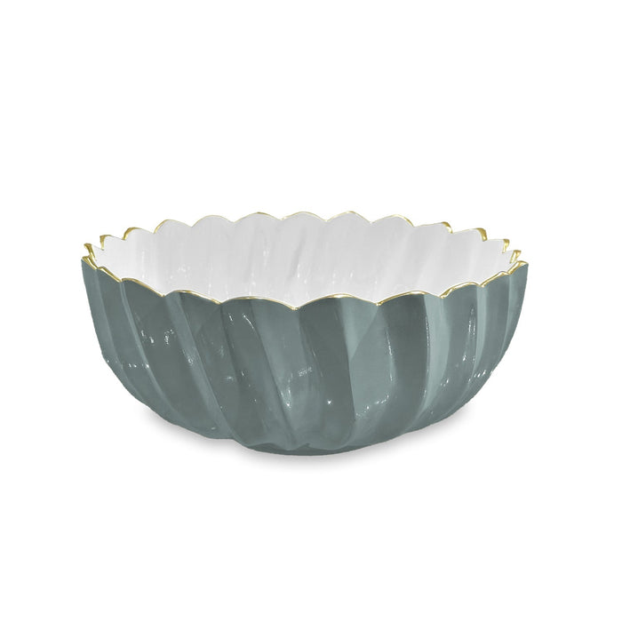 Encanto Orlando Slate Blue & White Fluted Medium Bowl | Bone & Brass