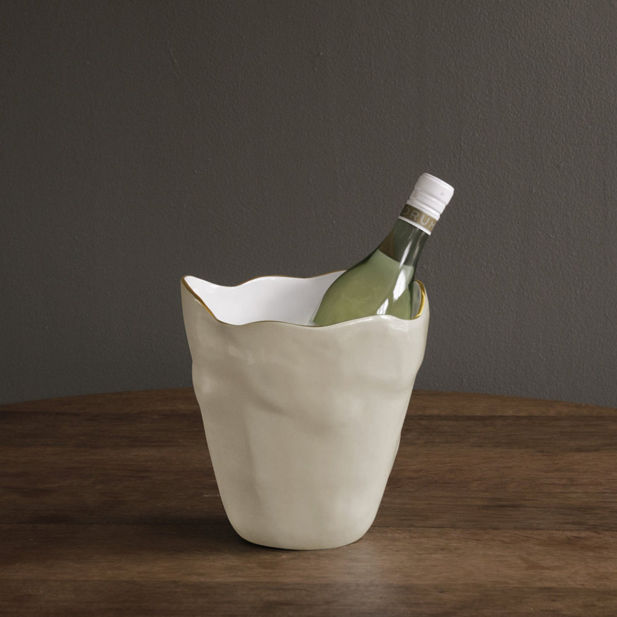 Encanto Soho Large Ice Bucket (Cream White) - Ice Bucket Side View | Bone & Brass