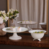 Encanto Vienna Pedestal Cake Plate (Cream White) - Cake Plate View | Bone & Brass