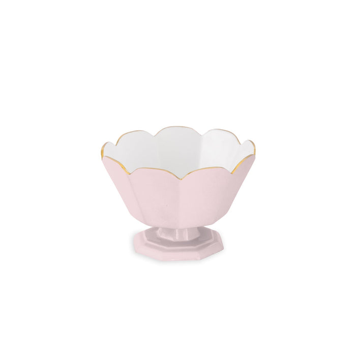 Encanto Vintage Faceted Pedestal Camellia White | Bone & Brass