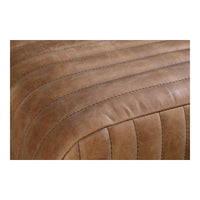 Endora Cappuccino Leather Bench - Ottoman Side View | Bone & Brass