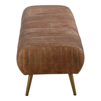 Endora Cappuccino Leather Bench - Ottoman Top View | Bone & Brass