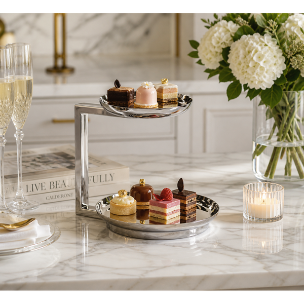 Epicurean 2-Tier Petits-Fours Serving Stand - Platter Detail | Bone & Brass