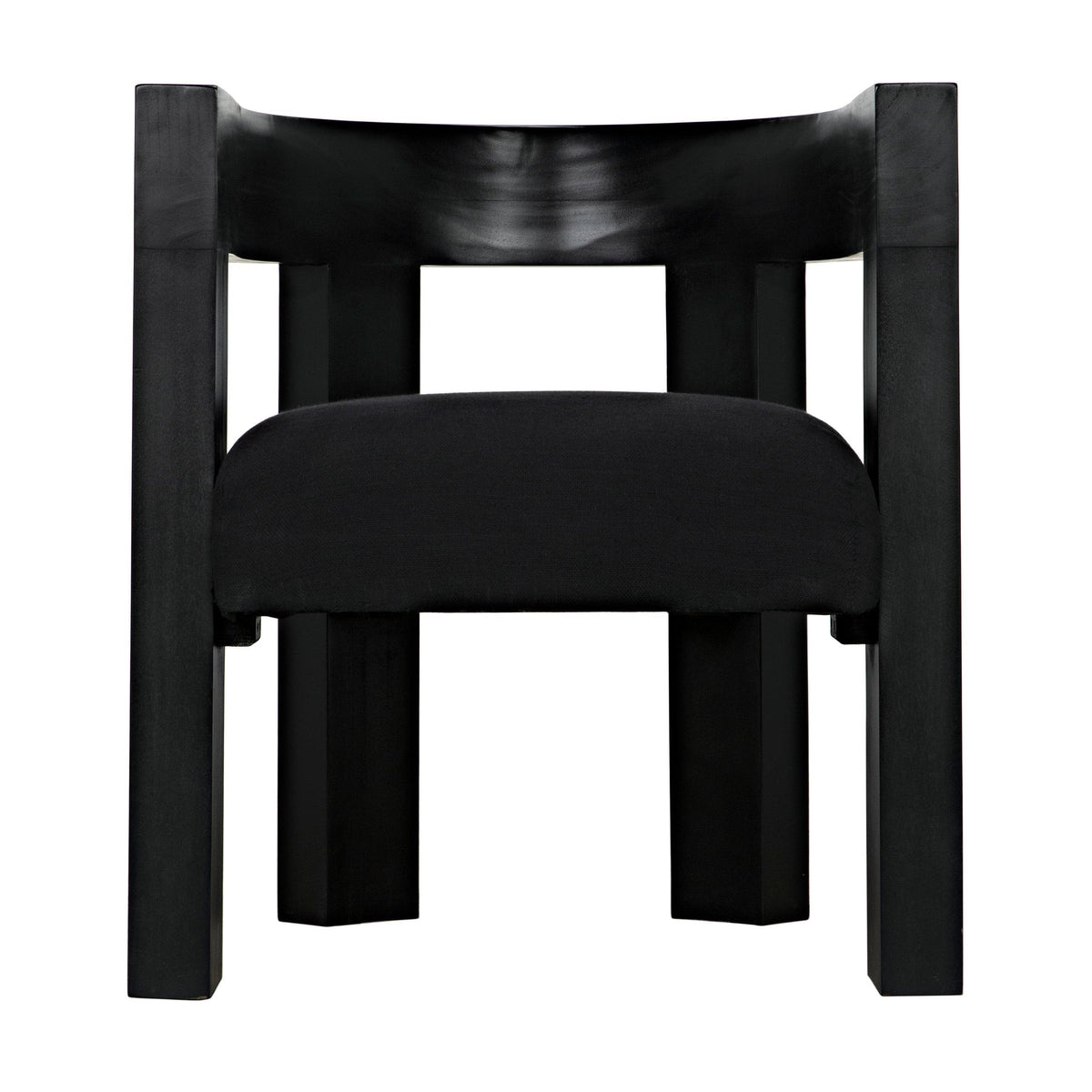 Eros Black Mahogany Accent Chair with minimalist design and black upholstered seat.