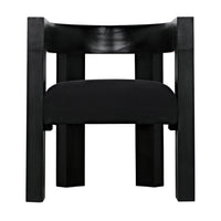 Eros Black Mahogany Accent Chair with minimalist design and black upholstered seat.