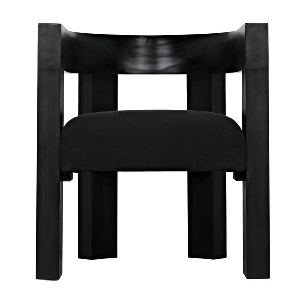 Eros Black Mahogany Accent Chair with minimalist design and black upholstered seat.