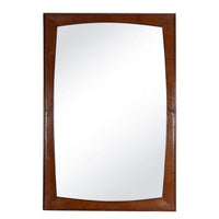 Estaban Leather Mirror: Rectangular mirror with rounded edges, framed in rich brown leather with visible stitching.