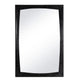 Estaban Leather Mirror: Rectangular black leather-wrapped frame with rounded inner edges, 42"H x 28"W.