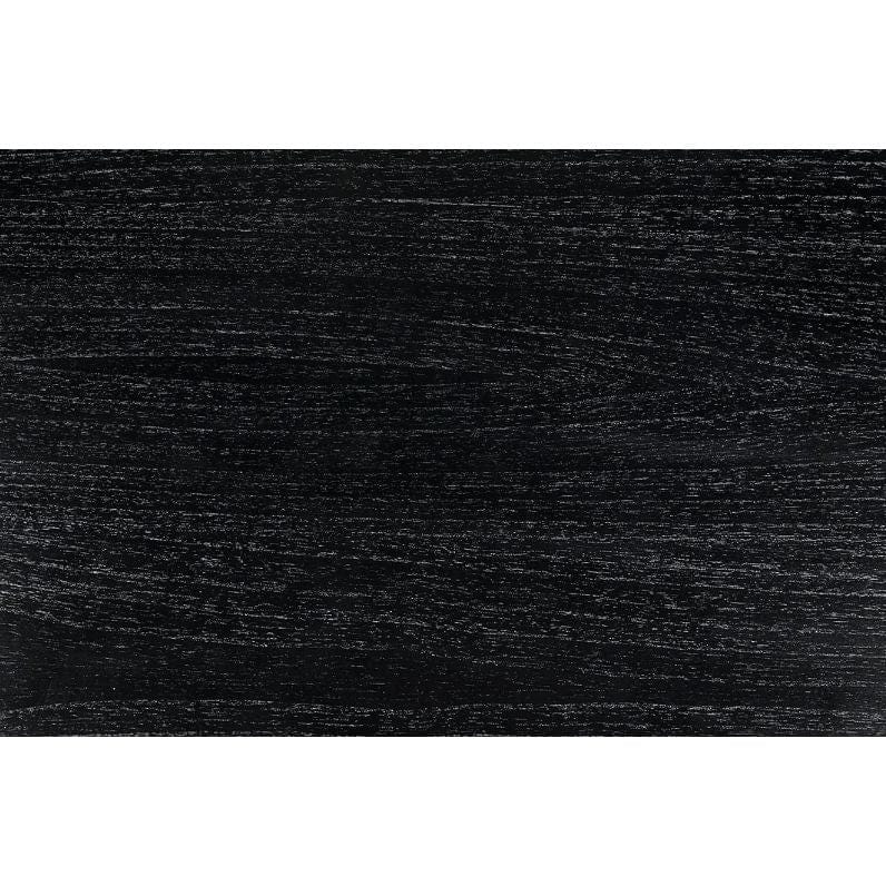 Close-up of the Estate Console's hand-rubbed black finish, showing wood grain texture.