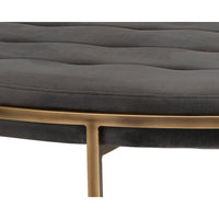 Ethel Tufted Charcoal Gray Round Ottoman - Ottoman Side View | Bone & Brass