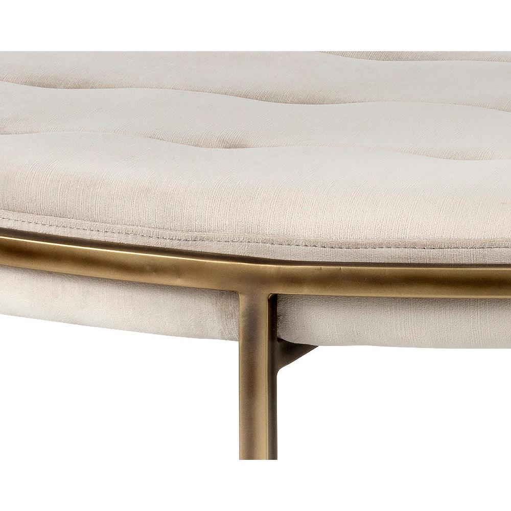 Ethel Tufted Ivory Round Ottoman - Ottoman Side View | Bone & Brass
