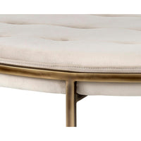 Ethel Tufted Ivory Round Ottoman - Ottoman Side View | Bone & Brass