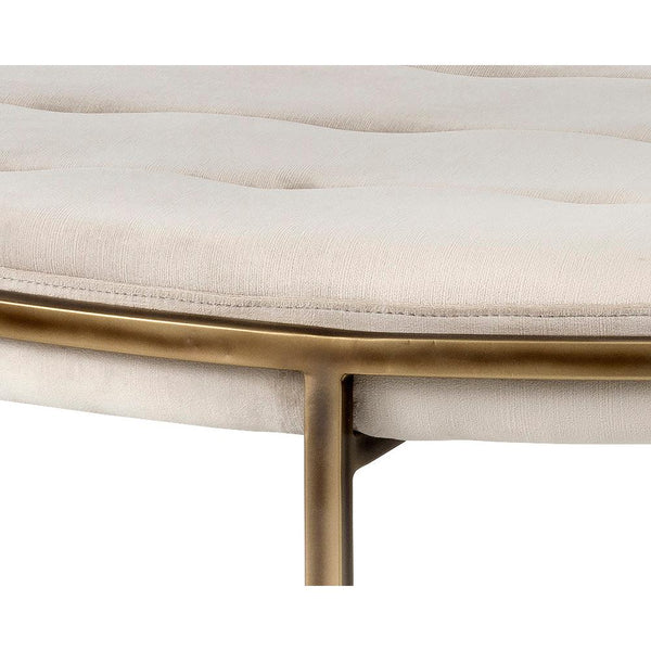 Ethel Tufted Ivory Round Ottoman - Ottoman Side View | Bone & Brass