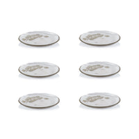 Eucalyptus Design Glass Dessert Plates, Set 6 - Plate Top View | Bone & Brass