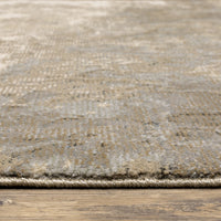 Evolution Beige & Grey Contemporary Rug with textured yarns and natural landscape design on wood floor.
