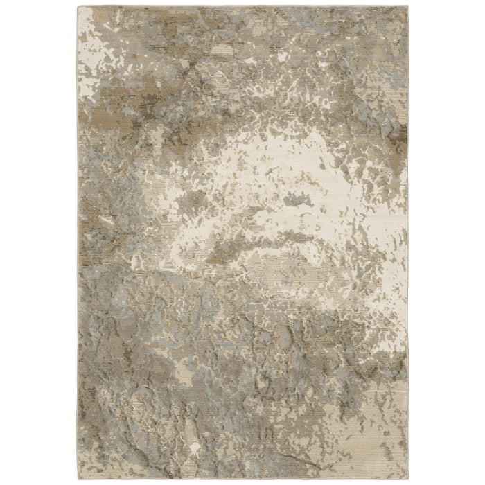 Evolution Beige & Grey Contemporary Rug with natural landscape design and textured yarns.
