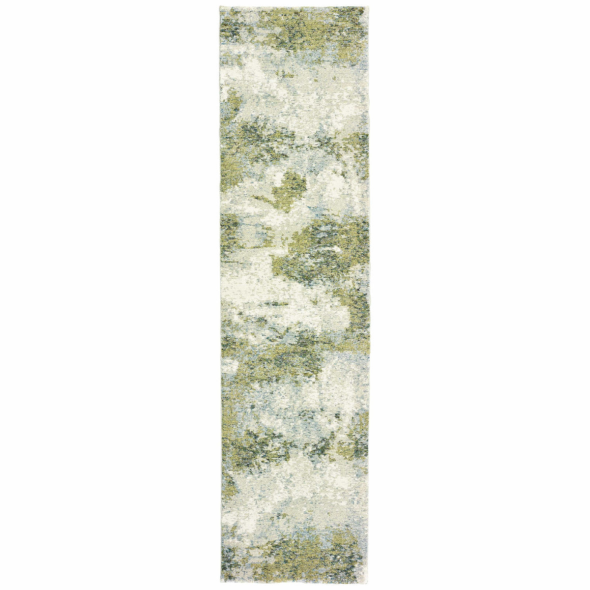 Evolution Blue & Green Contemporary Rug, a narrow runner with abstract, nature-inspired design.