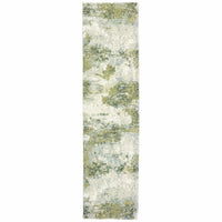 Evolution Blue & Green Contemporary Rug, a narrow runner with abstract, nature-inspired design.