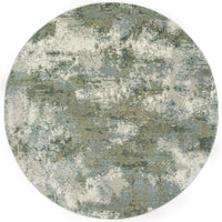 Round Evolution Blue & Green Contemporary Rug with abstract, nature-inspired design and textured yarns.