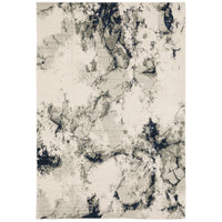 Evolution Contemporary Rug: Ivory, Charcoal & Black with natural landscape design, shiny and matte yarns.