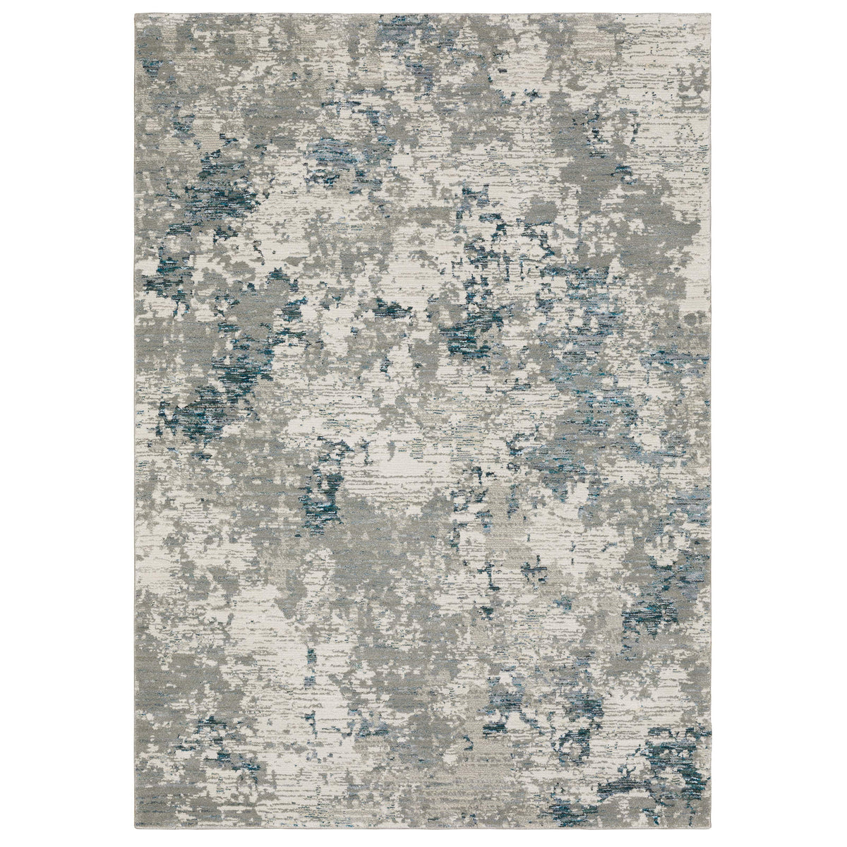 Evolution Grey & Blue Contemporary Rug with abstract, landscape-inspired design and textured, dimensional finish.