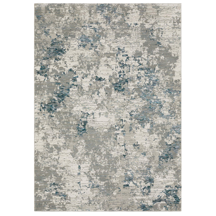 Evolution Grey & Blue Contemporary Rug with abstract, landscape-inspired design and textured, dimensional finish.