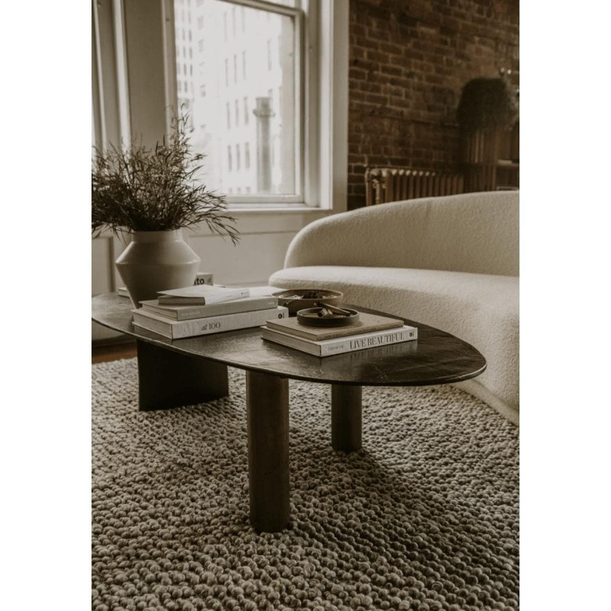 Excelsior Cream Curved Boucle Sofa - Sofa Detail | Bone & Brass