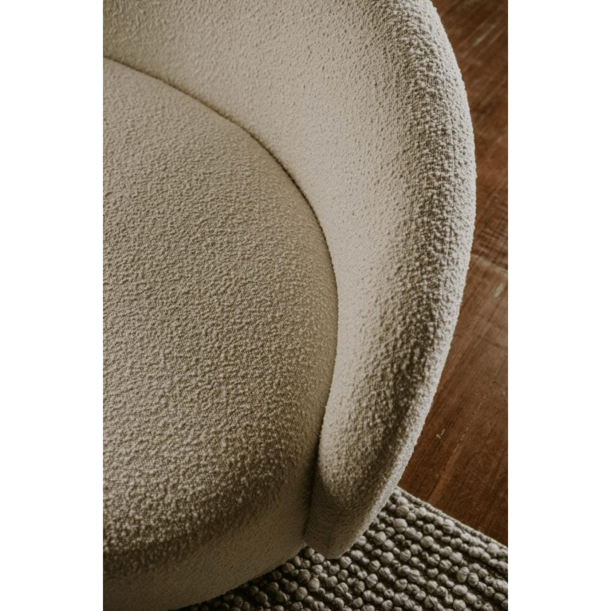 Excelsior Cream Curved Boucle Sofa - Sofa Cushion Detail | Bone & Brass