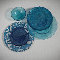 Exuma 11" Azur Blue Glass Plates, Set of 6 - Plate Detail | Bone & Brass